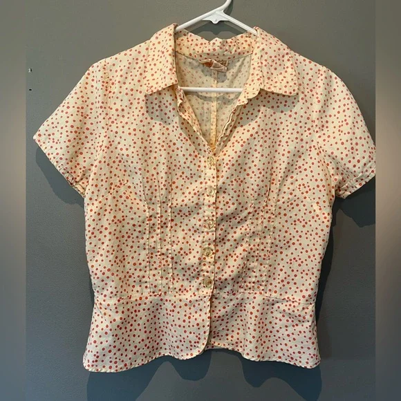 Polka dot short sleeve blouse by April Cornell - Picture 1 of 8